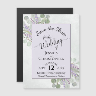 Invitation Magnétique Eucalyptus & Lavender Rustic Purple Enregistrer la
