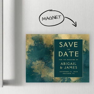 Invitation Magnétique Faire part de mariage aquarelle abstraite sarcelle