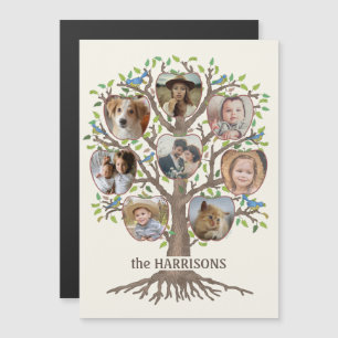 Invitation Magnétique Family Tree Photo Collage 8 Photos Nom Lt Beige