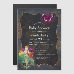 Invitation Magnétique Fée scintillante magique Baby Shower Vintage