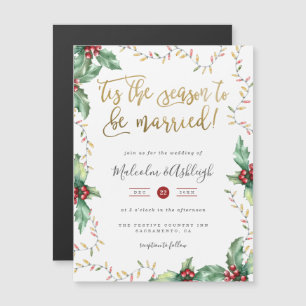 Invitation Magnétique Festive Gold 'Tis The Season Christmas Mariage