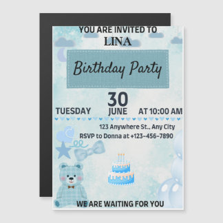 Invitation Magnétique Fête d'anniversaire