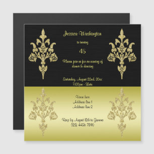 Invitation Magnétique Fête d'anniversaire de 45 ans Golden Elegance