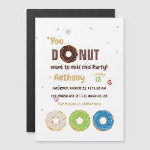Invitation Magnétique Fête d'anniversaire Donut