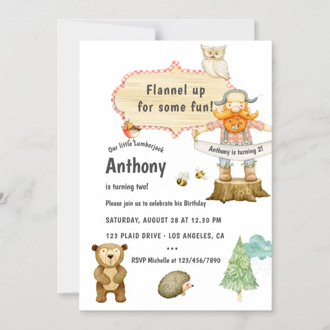 Invitation Magnétique Fête d'anniversaire du bûcheron (Recto)