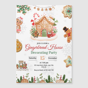 Invitation Magnétique Fête de décoration de maison en pain d'épices Noël