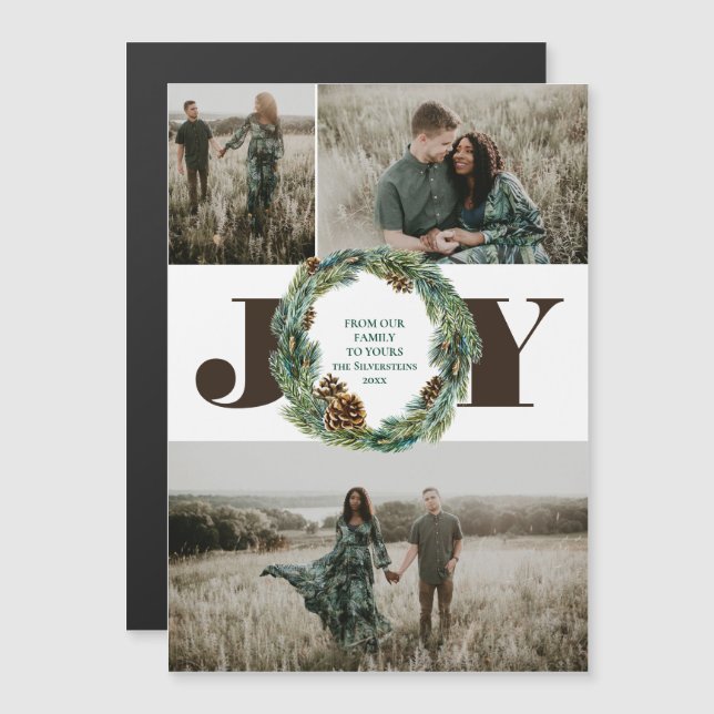 Invitation Magnétique Fête de Noël Acorn Wreath (Devant / Derrière)
