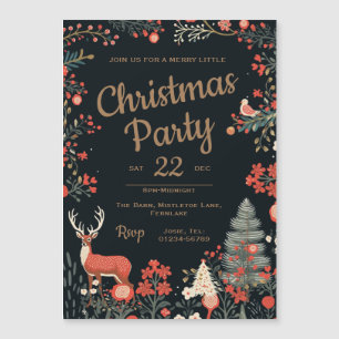 Invitation Magnétique Fête de Noël Joyeux de Forêt Enchantée