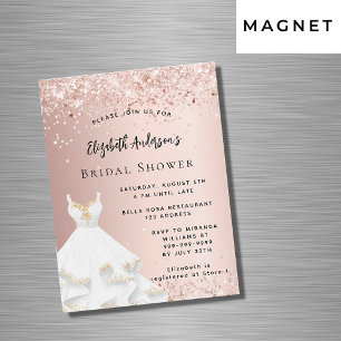 Invitation Magnétique Fête des mariées rose or blanc robe luxe