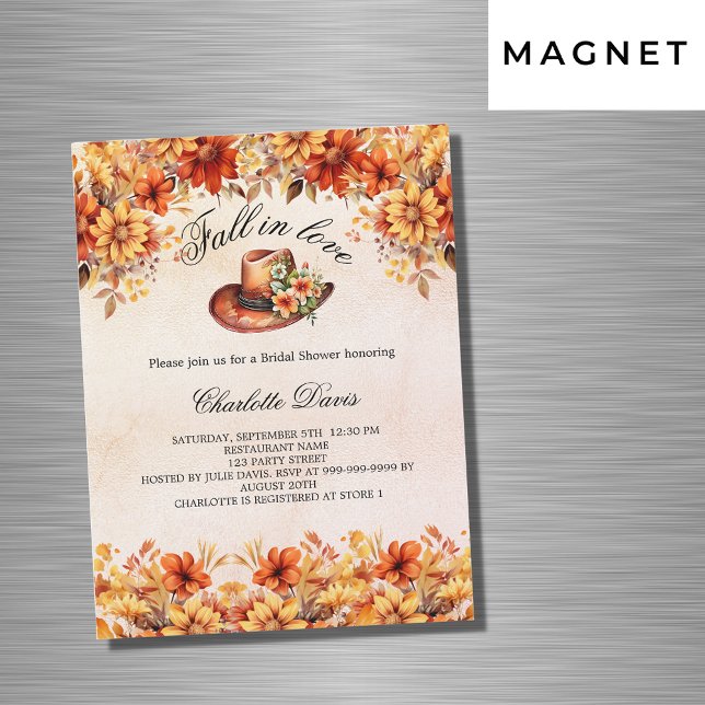 Invitation Magnétique Fête des mariées tomber amoureuse fleurs cowgirl l (Créateur téléchargé)