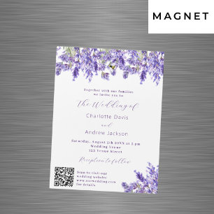 Invitation Magnétique Fils de lavande QR RSVP détails mariage de luxe