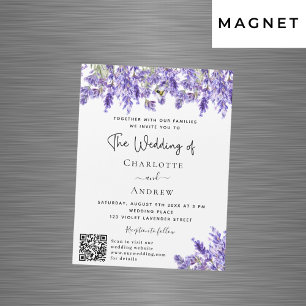 Invitation Magnétique Fils de lavande QR RSVP détails mariage de luxe
