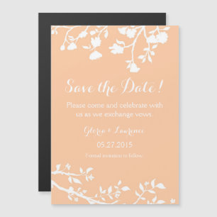 Invitation Magnétique Fleur Blanche Pêcher Enregistrer l'aimant Date