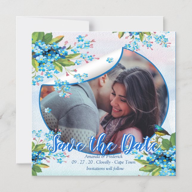 Invitation Magnétique Fleur de myosotis de lilas Enregistrer les dates A (Recto)