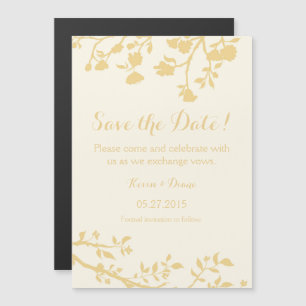 Invitation Magnétique Fleur d'or en ivoire crème Enregistrer l'aimant de