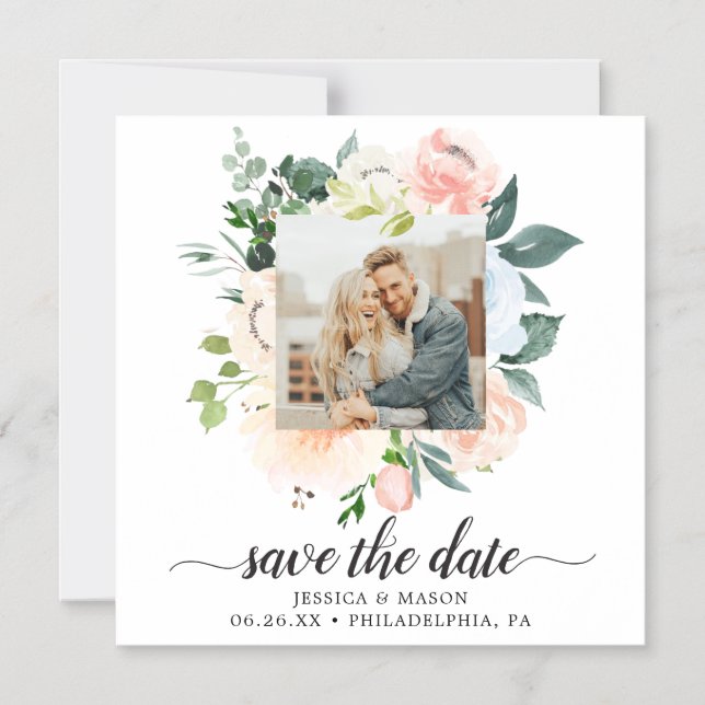 Invitation Magnétique Fleur Jolie Mariage Floral Enregistrer La Date Mag (Recto)