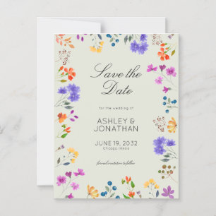 Invitation Magnétique Fleur sauvage Alabaster Mariage Enregistrer la dat