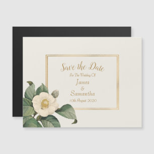 Invitation Magnétique Fleur Simple Blanc   Mariage Enregistrer La Date