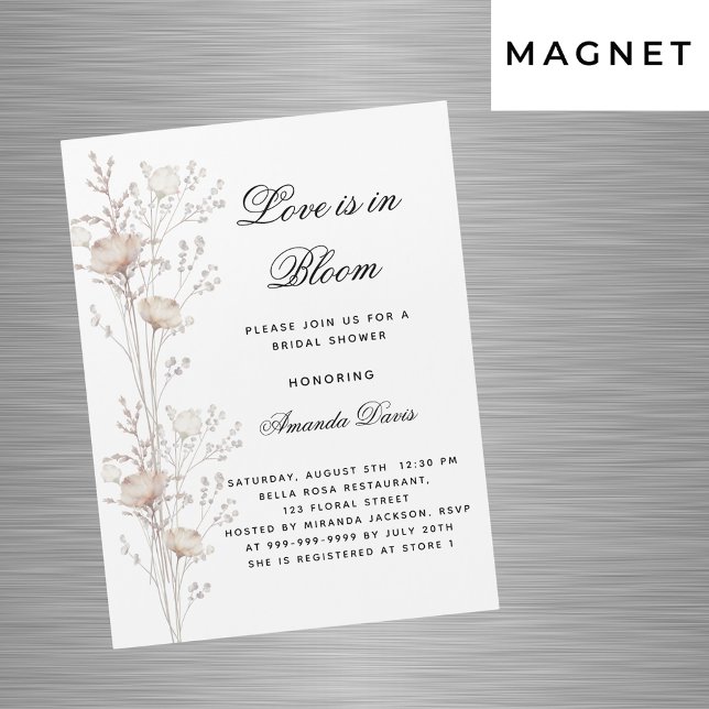 Invitation Magnétique Fleurs de douche nuptiale amour en fleurs luxueux (Créateur téléchargé)
