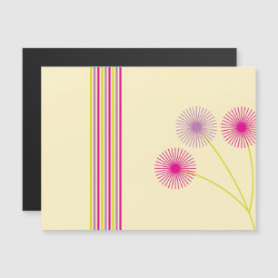 Invitation Magnétique Fleurs de pissenlit colorées, rayures, abstrait bo