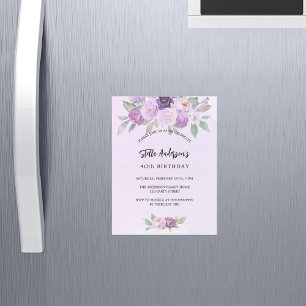 Invitation Magnétique Fleurs violet verdure anniversaire de luxe