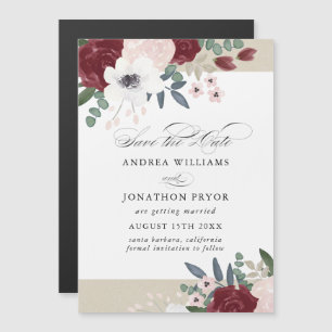 Invitation Magnétique Florales romantiques, magnétique enregistrer la da