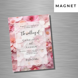 Invitation Magnétique Floraux rose mariage élégant luxe