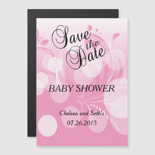 Invitation Magnétique Florium Bokeh Rose doux Baby Girl Shower