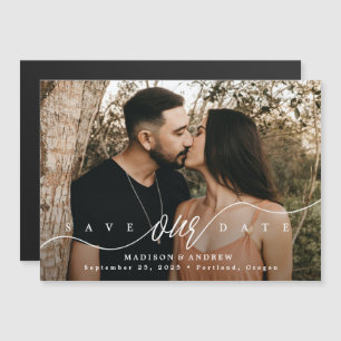 Invitation Magnétique Flourishing Love Photo Enregistrer la date