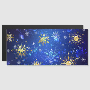 Invitation Magnétique Fond bleu de Noël avec flocons d'or