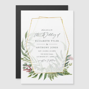 Invitation Magnétique Galerie d'herbiers de forêt à l'aquarelle Mariage