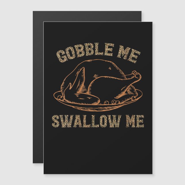 Invitation Magnétique Gobble Me Swallow Me Leopard Thanksgiving Cadeaux (Devant / Derrière)