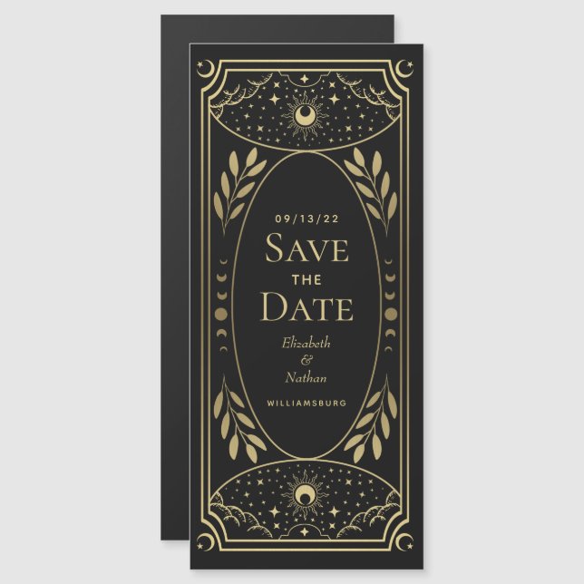 Invitation Magnétique Gold Elegant Mystical Tarot Card Enregistrer la da (Devant / Derrière)