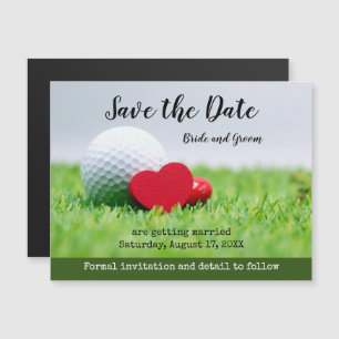 Invitation Magnétique Golf Sauvez la date avec golf et coeur Magnétique 