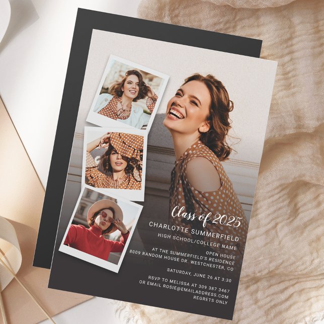 Invitation Magnétique Graduation 2025 Photos Grand Open House (2025 Graduation Photos Grad Open House Magnetic Invitation)