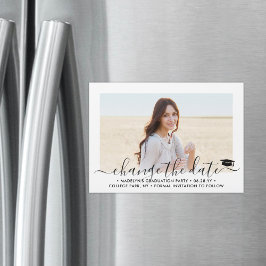 Invitation Magnétique Graduation Changer la date Chic Photo Postponement