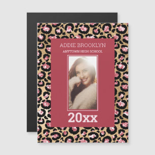 Invitation Magnétique Graduation Enregistrer Date Photo Rose Black Cheet