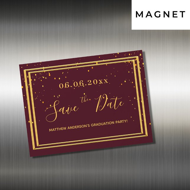 Invitation Magnétique Graduation fête bourgogne enregistrer la date aima (Créateur téléchargé)