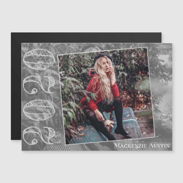 Invitation Magnétique Graffiti Grunge | Garde photo de diplômes modernes (Devant / Derrière)