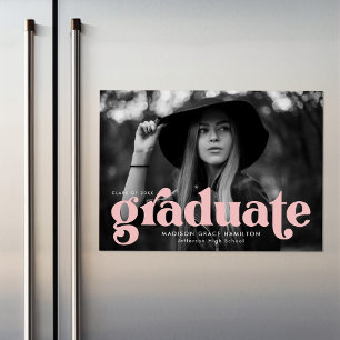 Invitation Magnétique Gras Blush Pink Typographie Diplôme photo
