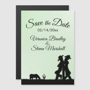 Invitation Magnétique Green Western Thème Enregistrer la date