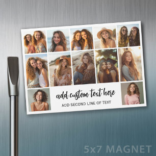 Invitation Magnétique Grille de collage de 12 photos - 2 zones de texte 