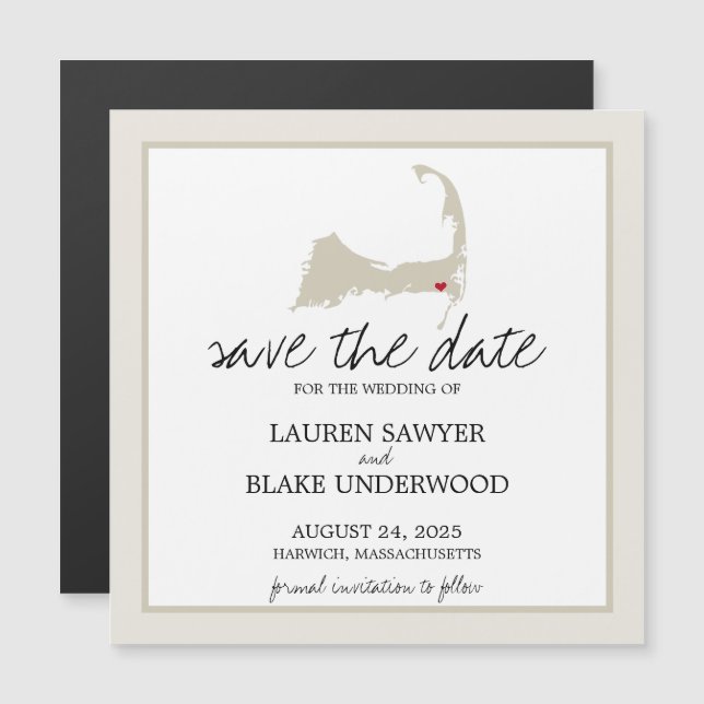 Invitation Magnétique Harwich Cape Cod Mariage Enregistrer la date (Devant / Derrière)