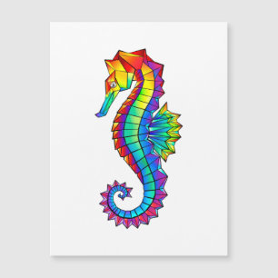 Invitation Magnétique Hippocampe polygonal arc-en-ciel