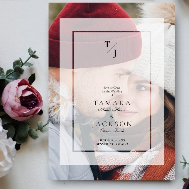 Invitation Magnétique Initiales de l'effet de transparence Vellum Mariag (Créateur téléchargé)