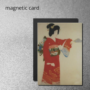 Invitation Magnétique Japonaise vintage en kimono rouge