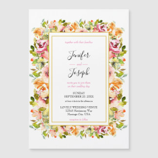 Invitation Magnétique Jardin d'été Aquarelle Mariage floral