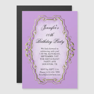 Invitation Magnétique Joli cadre antique violet et diamants Anniversaire