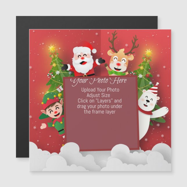 Invitation Magnétique Joli Noël personnalisé (Devant / Derrière)