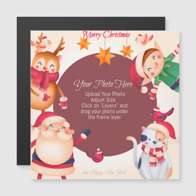 Invitation Magnétique Joli Noël personnalisé (Devant / Derrière)